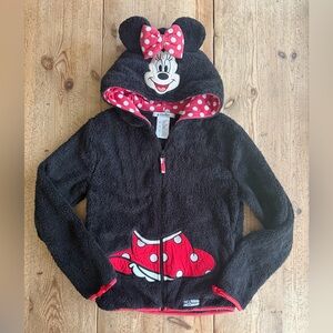 Disney Parks Fleece Zip Up Sweatshirt Minnie Mouse Character Themed